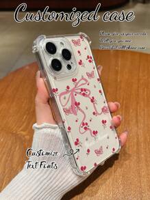 1 pieza Funda personalizada para teléfono con diseño de Flores rosas y mariposas, impresión UV de alta definición, protección anticaídas transparente para las esquinas y la lente, compatible con iPhone 16 Pro Max/16 Pro/15 Pro Max/14 Pro Max/13 Pro Max, y teléfonos Android OPPO A, Redmi. Adecuado para regalos de Pascua, San Valentín, vuelta al cole, uso diario y aniversarios.