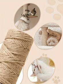Corde de jute naturelle pour chats, ficelle, corde pour chats, corde de sisal pour arbre à chat - ficelle rustique et solide pour faire des griffoirs DIY pour chats, de l'artisanat, de la décoration intérieure, de l'emballage et de la suspension - jouet pour chat durable et de haute qualité et fournitures d'artisanat, ficelle de jardin, emballage et décoration d'intérieur, accessoires pour chats