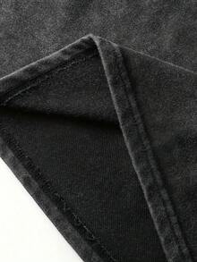 大码女式深色金属风格标语“支持当地图书馆”印花夏季服装，复古做旧水洗T恤上衣，休闲简约风格，非常适合日常穿着，圆领短袖设计，非常适合外出或夏季旅行。 - 黑色 - 查看 4