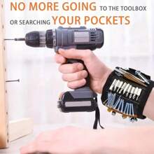 NEWSHARK Magnetic Tool Bracelet - Black Screen With Powerful Neodymium Magnet, Suitable For Screws, Nails, Drills | Suitable For DIY Tool Holders, Handicraft Enthusiasts, Fathers And Mothers | Magnetic Fixation | Durable Screen, Tool Bracelet