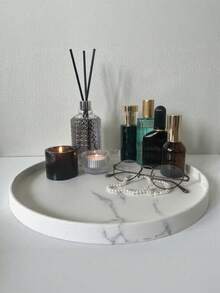 硅胶浴室梳妆台托盘 - 香水托盘、手巾托盘、乳液瓶架、马桶托盘、液体皂液器托盘 - 浴室和厨房台面托盘，适用于女士收纳整理器旅行必需品，适合返校宿舍收纳