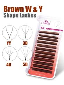 FADVAN Fadvan YY/3DW/4DW/5DW Shape Lashes 12 Rows 0.07 D/LU(M) 8-12/8-14mm Brown Colour Natural Soft Eyelash Premade Volume Fan Lashes Extension