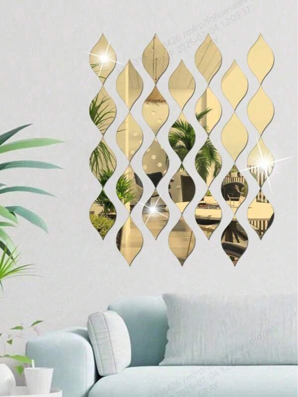 10 piezas de pegatinas de espejo de acrílico reflectante con forma de gota de agua, calcomanías de arte 3D de diseño propio para salas de estar, baños, oficinas en casa