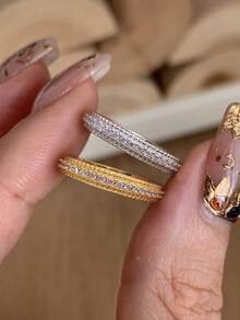 1 件 925 纯银闪钻戒指，适合女士精致珠宝礼物，适合约会佩戴 - 快閃鑽戒指 - 查看 4