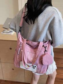 2pcs Fashionable Casual Solid Color With Coin Purse Large Capacity Tote Bag ,Suitable For University/College Classroom / Commute/Work/ Festivals/Vacation/Holiday,For Women, Rookies & White-Collar Workers,Girl, College Students,Lady,Woman ,Or Women, Rookies & White-Collar Workers,Girl, College Students,Lady,Woman