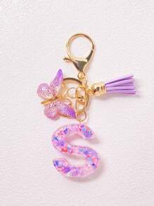 Alphabet Initial Letter Keychain Cute Butterfly Key Chain Ring Purse Bag Backpack Charm Earbud Case Cover Accessories Women Girls Gift Car Accessories Goth Y2k