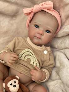 Bettie Doll head 1 and 4 1 件 18 英寸可爱重生娃娃 Bettie Girl 全身柔软乙烯基幼儿婴儿手工制作逼真可水洗新生娃娃生日礼物（包括猴子娃娃）婴儿重生、猴子娃娃、小女孩娃娃、女婴玩具、婴儿娃娃、新生娃娃 - Vinyl Girl - 查看 4