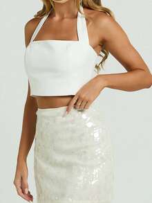Women's Sequin Mini Skirts Fashion High Waist Slim Fit Skirts Short Skirts Clubwear For Party Holiday - 白色 - 查看 3