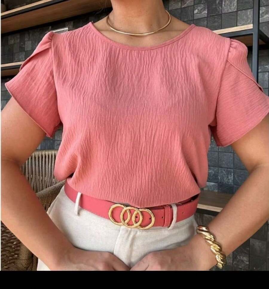 Megan Princess Sleeve Blouse In Simple Textured Duna Fabric - 紅木色 - 查看 1