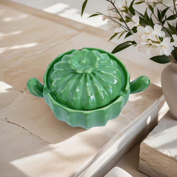 1 pièce Cendrier en céramique en forme de cactus avec couvercle - conception anti-cendre volante pour la maison et le bureau, palette de couleurs verte et grise, cadeau parfait pour la famille et les amis, accessoire de décoration de bureau | Conception ludique | Cendrier en céramique
