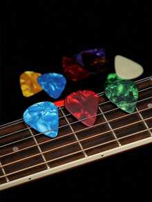 6 件装吉他拨片，0.5 毫米多色赛璐珞拨片，适用于贝斯、电声吉他、尤克里里，颜色随机，节日礼物