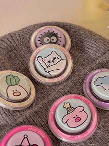 1pc Cute Disc Cartoon Women Resin Magnetic Phone Holder, Foldable Telescopic Pull-Out Stand Compatible With IPhone, Android Phone, Gift For Birthday, Family, Friends Push-Pull Phone Grip Phone Accessories