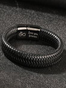 送给我儿子的励志手链，来自爸爸妈妈的礼物，永远记住你更勇敢，编织皮革手链，适合青少年男孩，来自妈妈，可调节，送给儿子的礼物，圣诞礼物