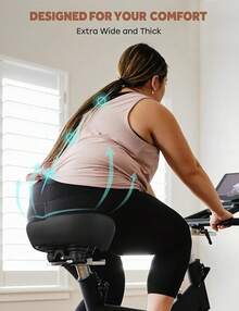 Asiento de bicicleta extragrande para bicicleta Peloton y bicicleta +, asiento de bicicleta cómodo de repuesto para hombres y mujeres, sillín ancho compatible con accesorios Peloton, ejercicio, - Rojo - - Ver 2