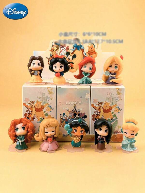 1/3/6/9 pezzi Giocattoli autorizzati Disney in versione Q, decorazione da scrivania in scatola cieca con figure casuali, statuine di Biancaneve, Sirenetta, Winnie the Pooh, giocattoli da collezione, set regalo per bambini, decorazione per torte