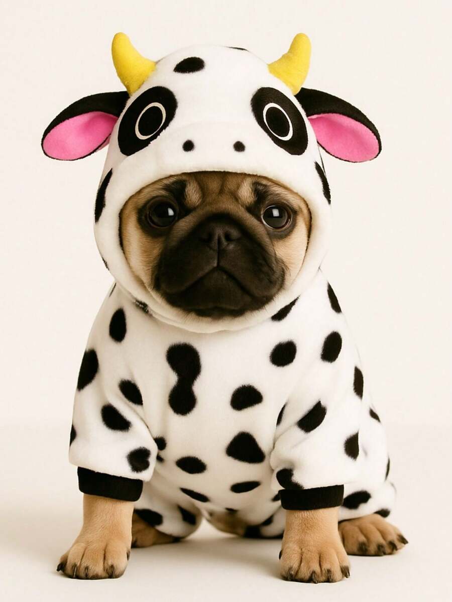 Cow Costume Pet Cow Costume For Dogs And Cats - 黑與白 - 查看 1
