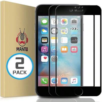 MANTO Screen Protector For  8 Plus,  7 Plus,  6S Plus,  6 Plus 55 Inch Full Coverage Tempered Glass Film Edge To Edge Protection 2-Pack, Black