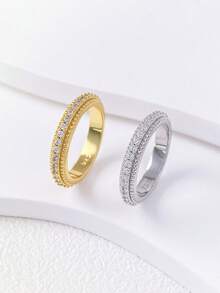 1 件 925 纯银闪钻戒指，适合女士精致珠宝礼物，适合约会佩戴 - 快閃鑽戒指 - 查看 2