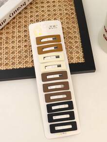 10 chiếc (Ngẫu nhiên) Kẹp tóc vuông mờ đơn giản hình giọt nước dành cho nữ, đa năng dùng hàng ngày, đi học, phụ kiện tóc, kẹp tóc, phụ kiện đội đầu, phụ kiện tóc cho nữ, ghim cài tóc - Nhiều màu - Xem 9