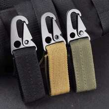 2PCS Outdoor Carabiner Molle Clip Nylon Key Hook Hanging Belt Webbing Strap Buckle - Black - View 2