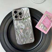 Funda para teléfono Funda elegante para teléfono (1 unidad) compatible con varios modelos, incluyendo 11, XS, 12, 13, 14, 15 y 16. Diseño adorable confeccionado en lana fina con bordes suaves, degradados, perforaciones modernas y agarre antideslizante. Ideal para parejas. - Blanco - Ver 3