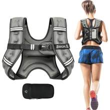 Weighted Vest, 5lbs/10lbs/12lbs/15lbs/20lbs/25lbs/30lbs Weight Vest With Detachable Phone Pouch, Rucking Vest For Women, Men, Walking, Weight Loss, Training, Running - 灰色 - 查看 1