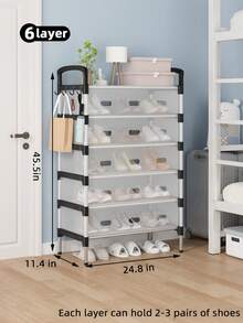 1 peça de sapateira multicamadas à prova de poeira, prateleira de armazenamento multifuncional de alta capacidade, economiza espaço, prateleira extensível para sapatos e botas plus size, com ganchos, adequada para corredor, sala de estar, quarto, varanda, garagem