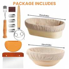 European Style Bread Baking Set, Oval & Round Bread Baskets, Multi-Functional Baking Tool Kit - Multicolor - View 7