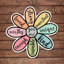 1/2/5pcs Motivational Flower Sticker | Fun And Quirky Vinyl Decal For Planners, Journals, And Laptops | Cute And Mindful Design For Meditation, Wellness Enthusiasts, And Book Lovers | , Artsy, Positive Affirmation Sticker