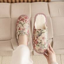 Women's Fashion Printed Warm House Slippers, Thick Soft Sole Ultra-Light Indoor Flat Shoes