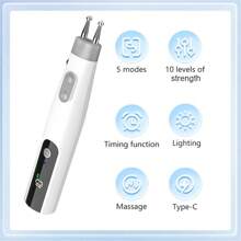 双头按摩笔，脉冲刺激，10档速度调节，LED显示屏和定时功能，用于背部和腰部放松，家用按摩器