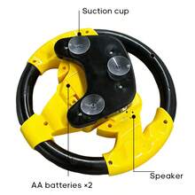 Children's Steering Wheel Toy With Suction Cup Base, Music Effect, Suitable For Smooth Surfaces Like Glass, Tile And Plastic, Portable Simulated Steering Wheel, Co-Pilot Toy, Fun Interactive Steering Wheel, No Batteries Required, Children's Educational Talking Toy, Develop Hand-Eye Coordination, Career Development Toy, Suitable For Early Learning And Play