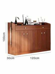 Zapatero de madera color nogal diseño minimalista organizador de zapatos armario almacenamiento grande para entrada dormitorio 2 tamaños 120cm y 105cm resistente práctico - Marrón - Ver 2