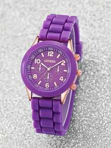 1pc Fashionable And Casual Silicone Quartz Wristwatch For Ladies, Comfortable Silicone Strap, Suitable For Daily Casual Wear And Is An Ideal Gift Choice - Multicolor - View 13