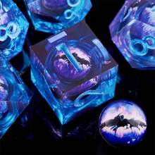 7pcs Tabletop Game Dice Set | Transparent Resin Material, Includes Themed Items - Multicolor - View 7