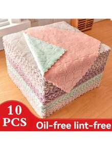 10 pièces/20 pièces Chiffons de vaisselle de couleur aléatoire : non adhésifs, absorbants, ne peluchant pas. Chiffons de nettoyage de cuisine épais et durables pour laver la vaisselle, essuyer les tables.