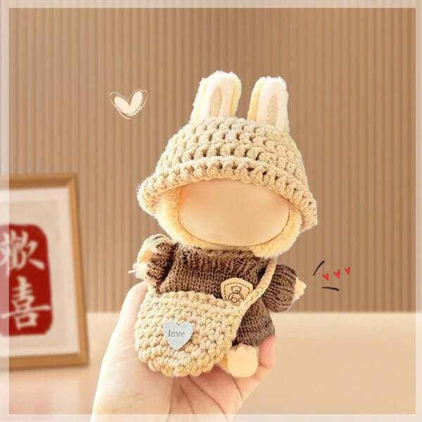 3 Piecesset Suitable For 17cm Cloth Doll Sweater, Hat, Shoulder Bag, Crochet Set, Doll Accessories (Excluding Dolls)