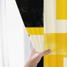 ستارتان فنية حديثة، 100% بوليستر بنقوش هندسية، تصاميم حديثة باللون الأسود والأصفر والرمادي، مثالية لديكور مناظر مختلفة في غرف المعيشة والنوم ومكاتب الدراسة