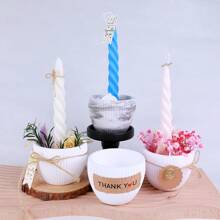 1pc Curved Candle Cup Silicone Mold For Home Decoration, Vertical Stripes Round Shape, For DIY Christmas And Easter Candle Holders, Crafts, Plaster Cement Casting Silicone Mold