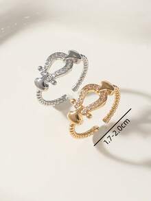 1 件铜合金方晶锆石休闲简约时尚女士戒指 - 彩色 - 查看 3