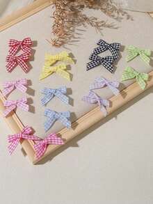 16 件校园格子迷你蝴蝶结发夹，Y2K 风格侧刘海夹，适合刘海和马尾辫，返校礼物，爪夹，发夹，发夹，发夹，学校用品 - 彩色 - 查看 2