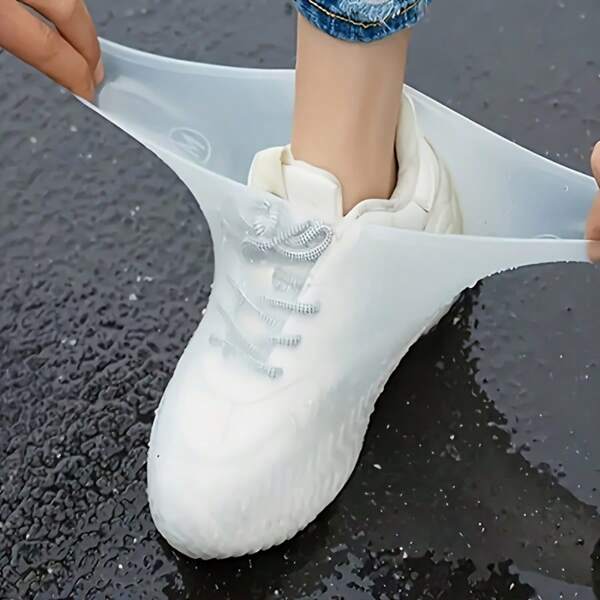 1 par de cubrezapatos reutilizables de silicona, protectores antideslizantes para botas de lluvia, adecuados para hombres y mujeres, duraderos, elásticos y fáciles de limpiar