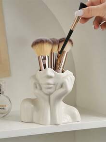 1pc Minimalist Female Beauty Face Makeup Brush Holder Vase, Suitable For Home Decor, Bedroom, Office, Students, Storage, Wedding, House Decor, Jewelry Organizer, Party Decorations, Great Gift For Friends And Family,Makeup Bag,Travel Essential - Multicolor 1 - View 2