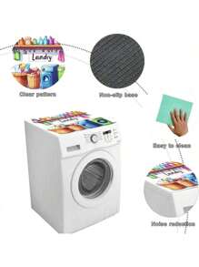 1pc Diatom Mud Dish Drying Mat, Creative Laundry Pattern Washing Machine Dust Cover, Fast Drying, Dust-Proof, With Modern Practical Home Decor For Laundry Room, Kitchen, Unique Gift Idea Home Decoration Table Decoration,Party Decoration,Wedding Decoration,Dining Room Kitchen Decoration,Room Decoration,Home Decoration