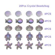 20 pièces/Paquet 5 styles (4 pièces chacun) Petits pendentifs en verre électroplaqué en forme de poisson, étoile de mer, tortue, escargot, coquille pour la création de bijoux, boucles d'oreilles, colliers, sangles de téléphone, porte-clés, décoration de voiture - Poisson Étoile Tortue Coquille Escargot - Voir 9
