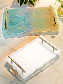 Silicone Resin Mold Tray, Agate Silicone Mold Tray, Coaster Tray Silicone Board, Coaster DIY Crafts, Epoxy Resin Casting Mold For Making Artificial Agate Trays - White - View 6