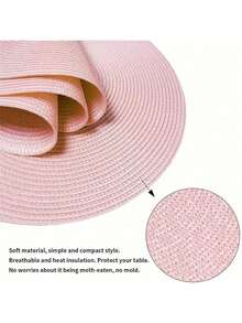 1/2/4/8 szt. Okrągłe tkane podkładki PP, proste różowe okrągłe podkładki na stół do jadalni, zmywalne, antypoślizgowe, odporne na ciepło podkładki na stół do jadalni w domu, restauracji, dekoracji imprezowych, stołu kuchennego w stylu boho, do wnętrz i na zewnątrz, na kemping, wesele, Walentynki - Różowy - Zobacz 7