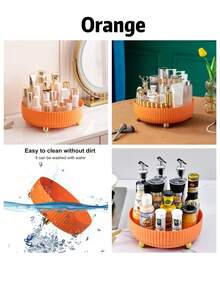 360°旋转化妆品及香水收纳盒，1个大容量梳妆托盘，多功能圆形化妆品收纳架，优雅设计，母亲节礼物