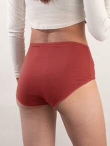 3 Peças Calcinhas de Cintura Alta Femininas, Cor Sólida Plus Size de Algodão Puro, Calcinhas Confortáveis, Respiráveis e Sem Costura, Calcinhas Básicas Simples