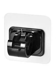 窗帘杆挂钩，窗帘杆夹固定器，单杠门帘伸缩杆，粘钩，无需钻孔粘贴式支架夹 - 黑色 - 查看 3